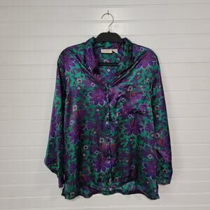 Vintage 90s Victorias Secret Size Medium Satin Top Floral Luxury Sleep Lounge